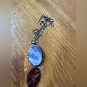 Rare 18.25” Ruth Ann Begay Navajo Sterling Silver and Purple Gemstone Necklace